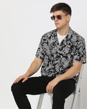 men paisley print relaxed fit shirt