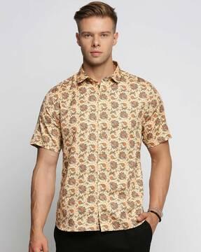 men paisley print slim-fit shirt