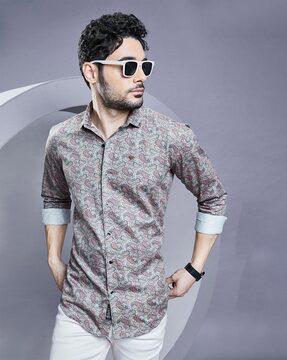 men paisley print slim fit shirt