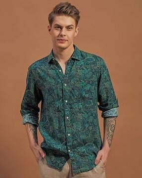 men paisley print slim fit shirt