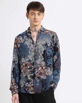 men paisley print slim fit shirt