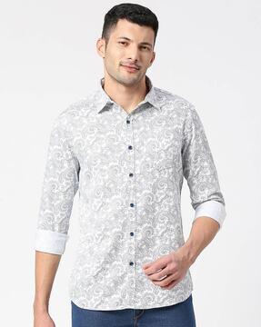 men paisley print tailored fit shirt