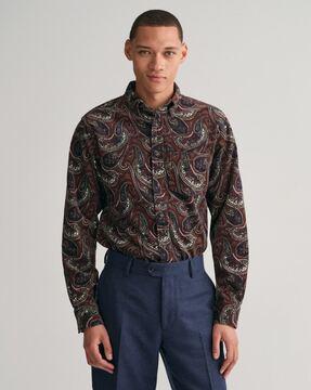 men paisley regular fit shirt with patch pocket