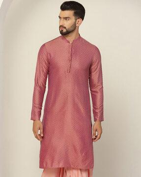 men paisley woven regular fit long kurta