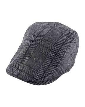 men panelled beret hat with stitched detail