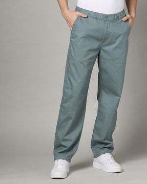 men panelled flat-front regular fit pants