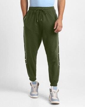 men panelled joggers with elasticated drawstring waist