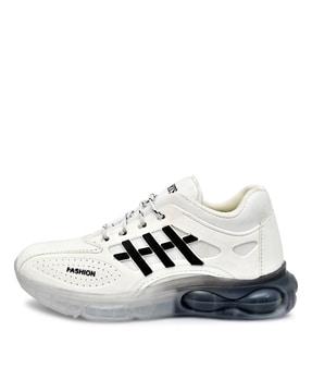 men panelled lace-up running shoes