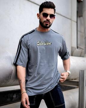 men panelled oversized fit round-neck t-shirt