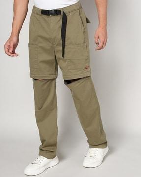 men panelled regular fit convertible pants