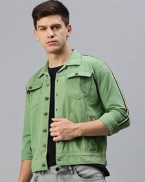 men panelled regular fit denim jacket