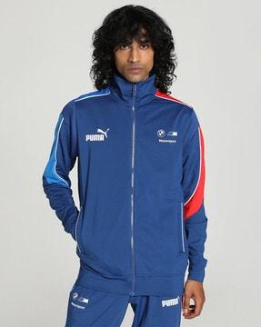 men panelled regular fit track jacket