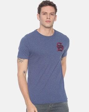 men patch-work regular fit t-shirt