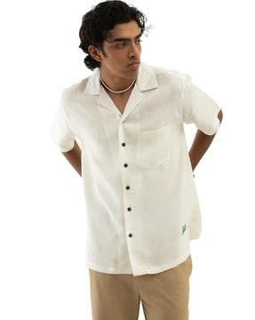 men patch-work relaxed fit shirt