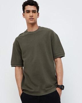 men patterned regular fit crew-neck t-shirt