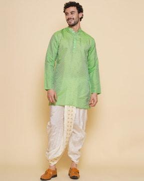 men patterned regular fit long kurta