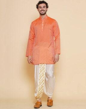 men patterned regular fit long kurta