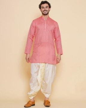 men patterned regular fit long kurta
