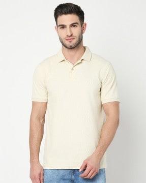 men patterned regular fit polo t-shirt