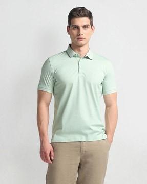 men patterned regular fit polo t-shirt