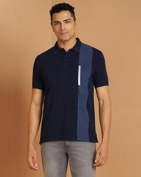 men patterned regular fit polo t-shirt