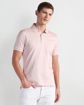 men patterned regular fit polo t-shirt