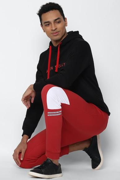 men patterned regular fit red jogger pants