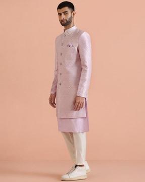 men patterned regular fit sherwani