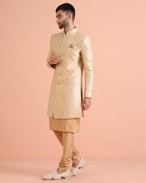 men patterned regular fit sherwani