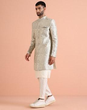 men patterned regular fit sherwani