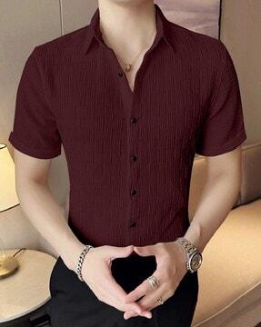 men patterned regular fit shirt