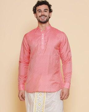 men patterned regular fit short kurta