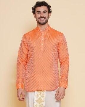 men patterned regular fit short kurta