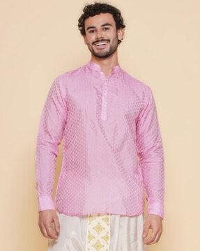men patterned regular fit short kurta