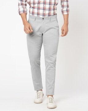 men patterned relaxed fit flat-front trousers