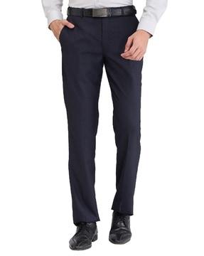 men patterned relaxed fit flat-front trousers