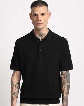 men patterned slim fit polo t-shirt