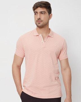 men patterned slim fit polo t-shirt