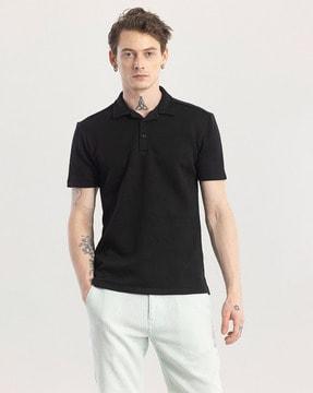 men patterned slim fit polo t-shirt