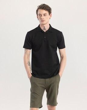 men patterned slim fit polo t-shirt