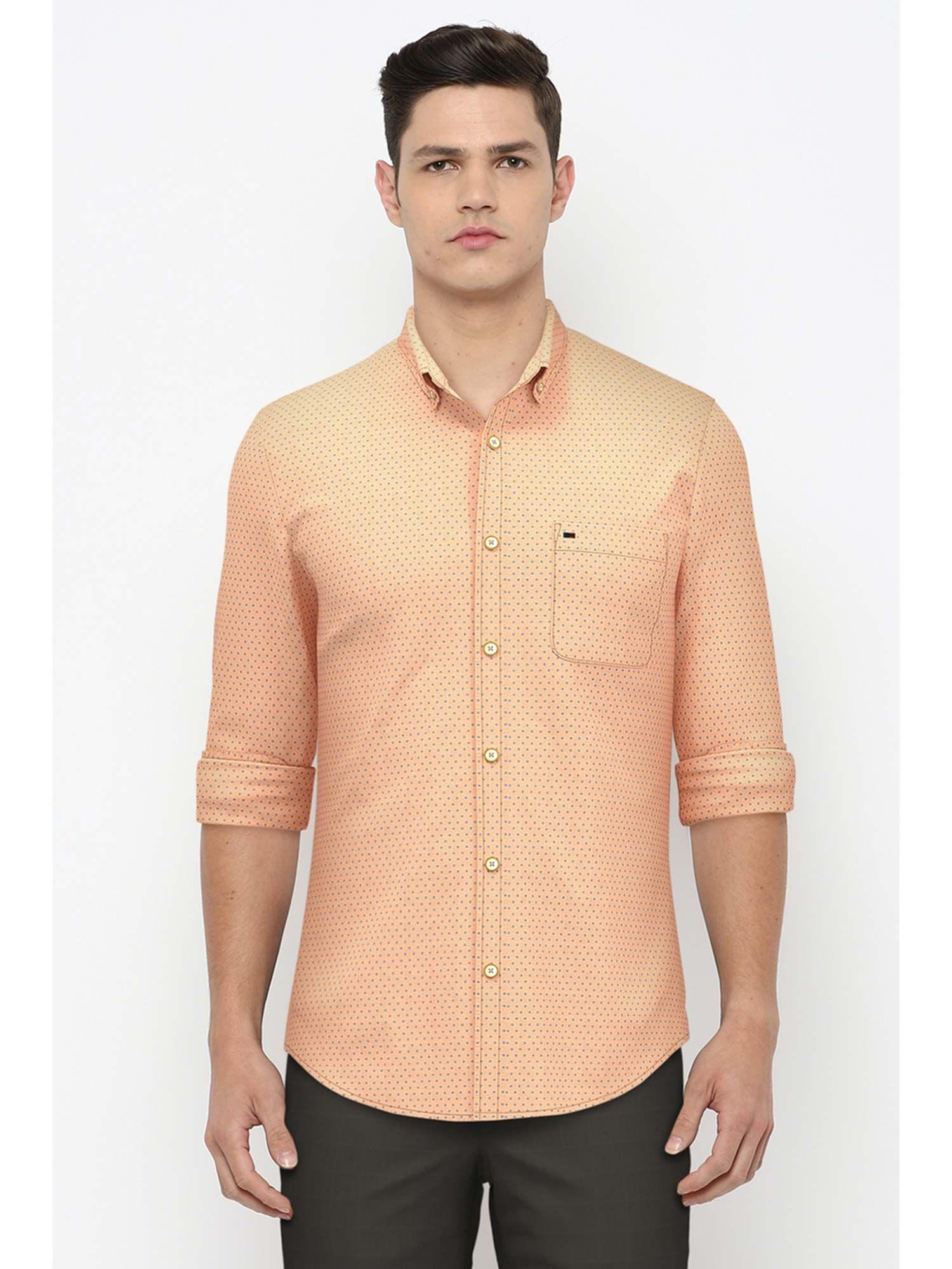 men peach full sleeves casual shirt