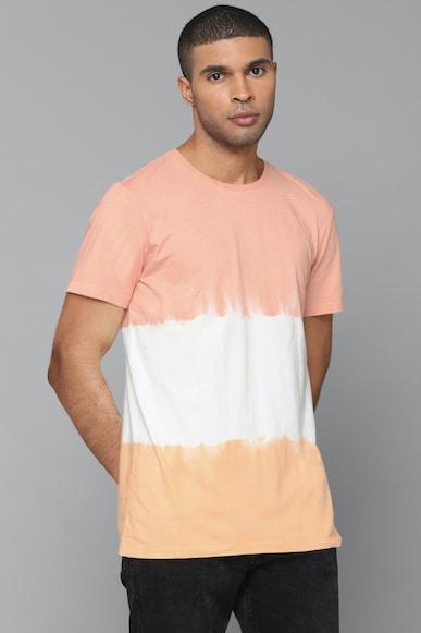 men peach patterned crew neck t-shirt