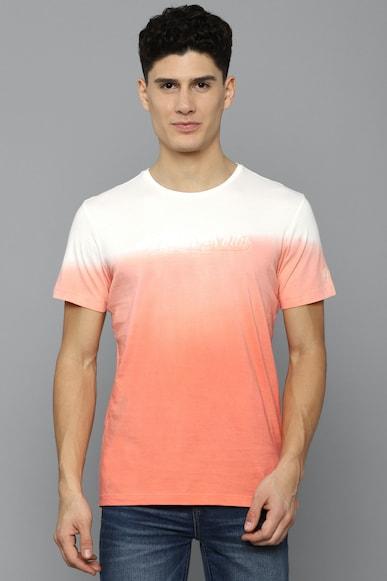men peach patterned crew neck t-shirt
