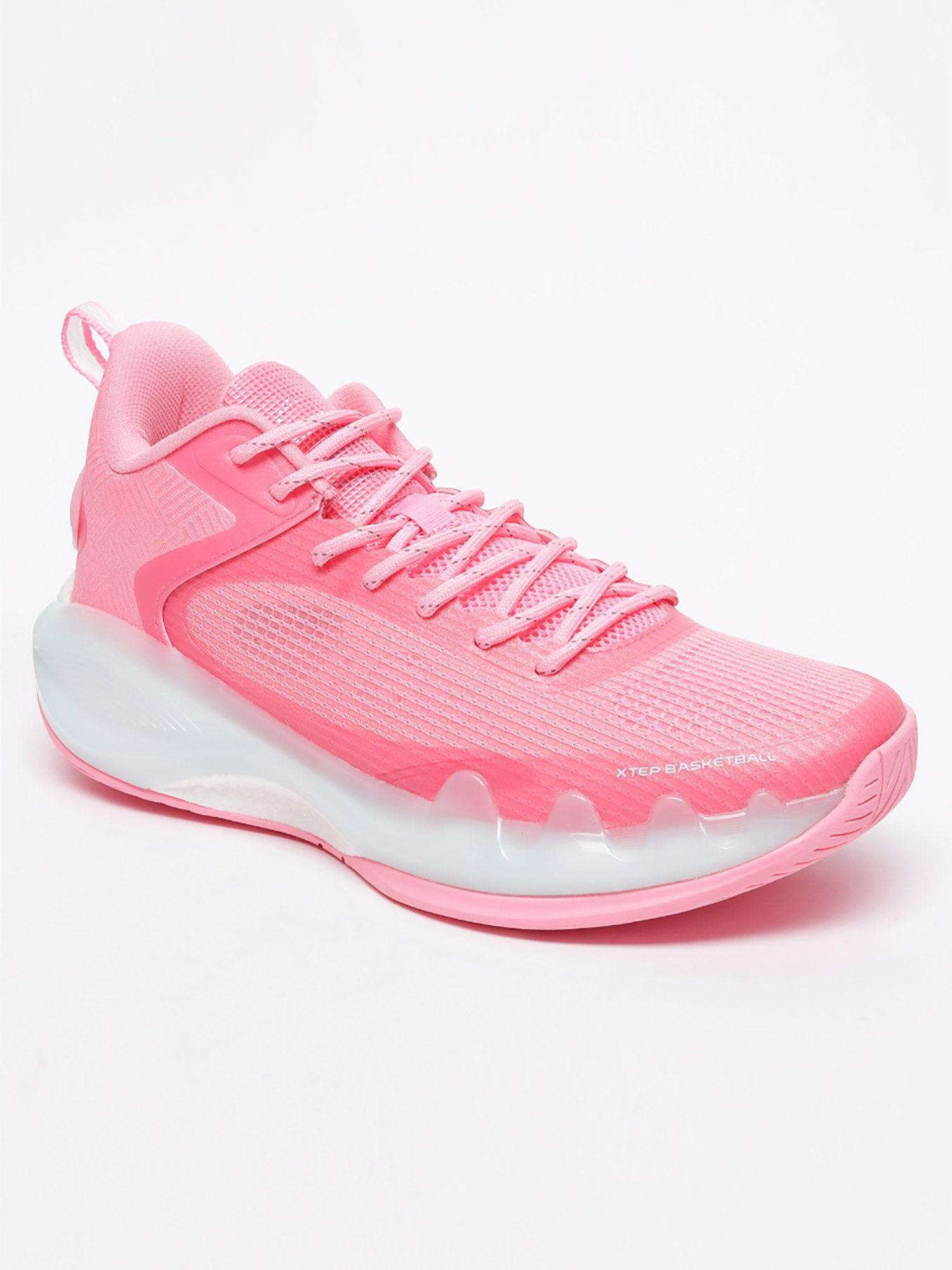 men peach pink sidewall tpu & extra grip durable arena textured basketball shoes