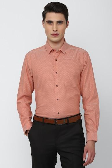 men peach regular fit formal full sleeves formal shirt