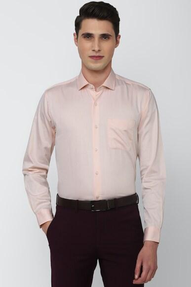 men peach regular fit formal shirts