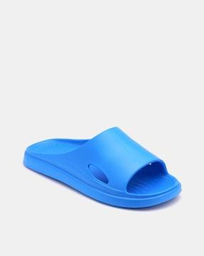 men peep-toe slip-on slides