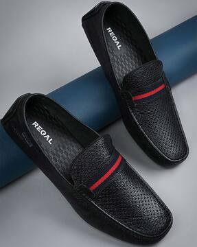 men perforated slip-on loafers