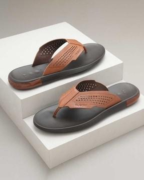 men perforated slip-on sandals