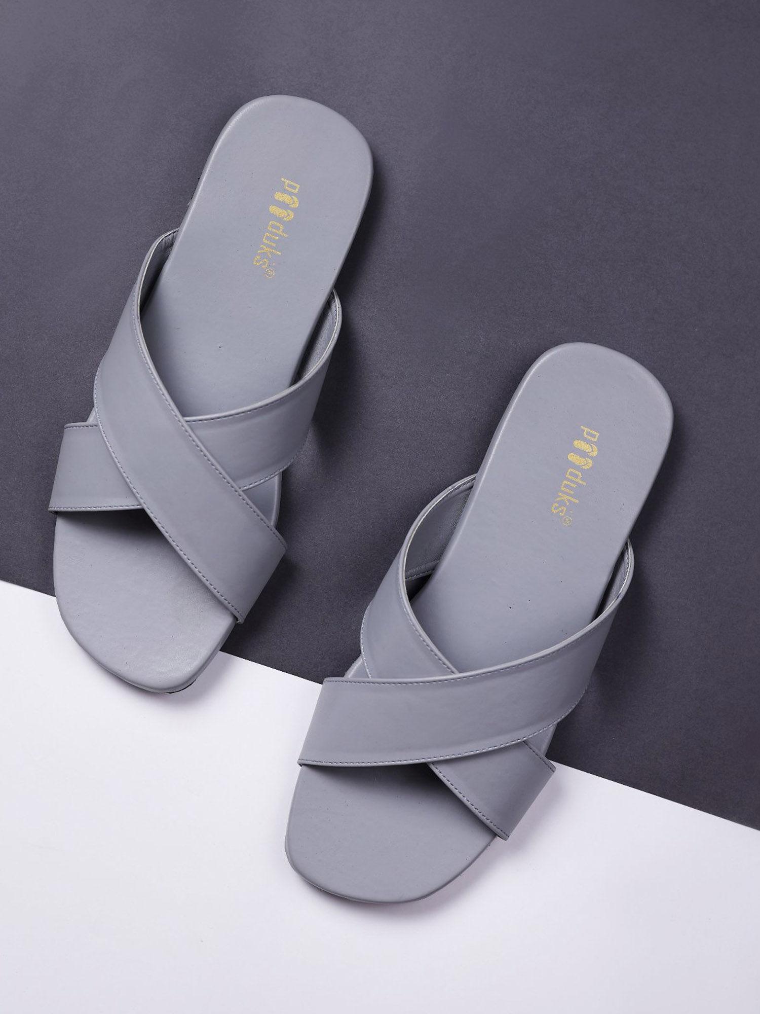 men philly grey solid sliders